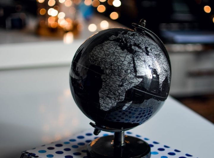 black and gray desk globe
