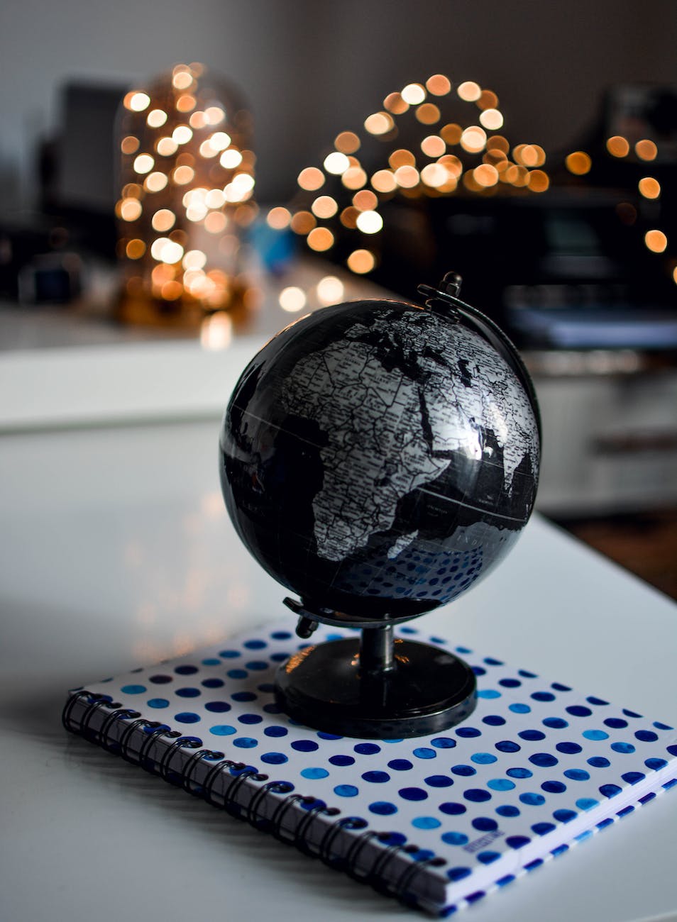 black and gray desk globe